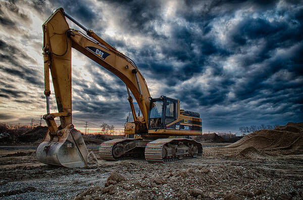 Bulldozer Art Print featuring the photograph Cat Excavator by Mike Burgquist