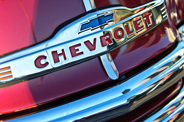 Chevrolet Pickup Truck Grille Emblem Art Print featuring the photograph Chevrolet Pickup Truck Grille Emblem #1 by Jill Reger