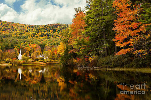 New England Art Print featuring the photograph Church by the Lake #1 by Brenda Giasson