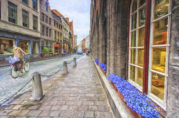 Brugge Art Print featuring the photograph Cobbled street in Brugge #2 by Sheila Smart Fine Art Photography