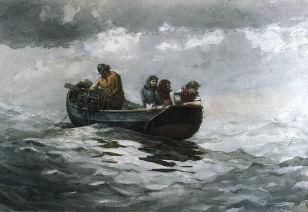 Winslow Homer Art Print featuring the painting Crab Fishing #2 by Celestial Images