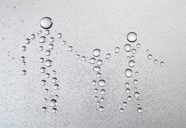 White Background Art Print featuring the photograph Droplets Of Water That Shaped Walking #1 by Hiroshi Watanabe