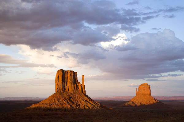 Feb0514 Art Print featuring the photograph East And West Mittens Monument Valley #1 by Tom Vezo