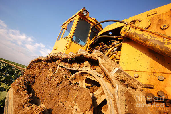 Bulldozer Art Print featuring the photograph Excavator working #1 by Michal Bednarek