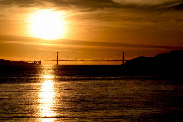 San Francisco Bay Area Art Print featuring the photograph Golden Gate Sunset by Her Arts Desire