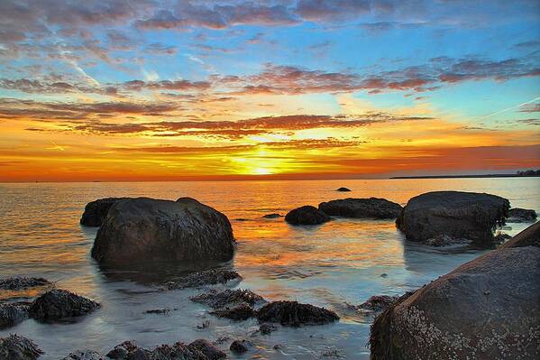 Rocks Art Print featuring the photograph Harkness Sunset #1 by Andrea Galiffi