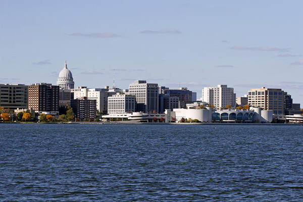 Wisconsin Art Print featuring the photograph Madison Wisconsin Skyline #1 by Filo