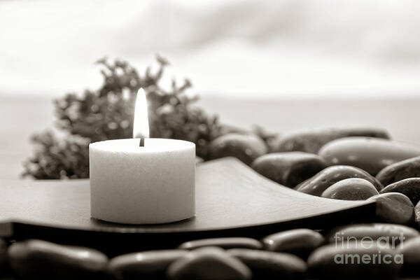 Candle Art Print featuring the photograph Meditation Candle #1 by Olivier Le Queinec