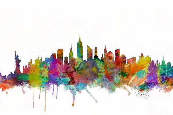 New York Art Print featuring the digital art New York City Skyline #1 by Michael Tompsett