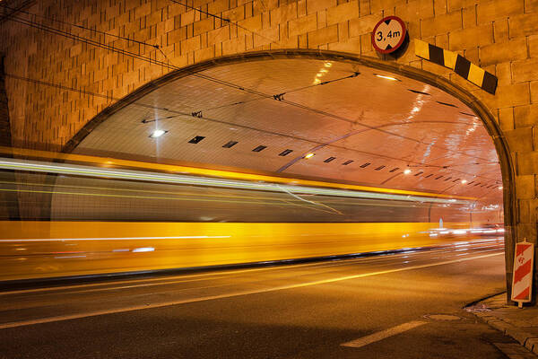 Warsaw Art Print featuring the photograph Night Traffic Light Trails in Warsaw #1 by Artur Bogacki