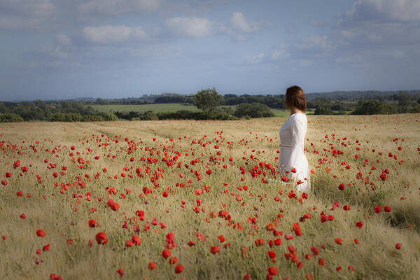 Person Art Print featuring the photograph Poppy Field by Maria Heyens