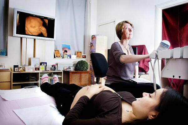 Human Art Print featuring the photograph Pregnancy Ultrasound #1 by Pascal Broze/reporters/science Photo Library
