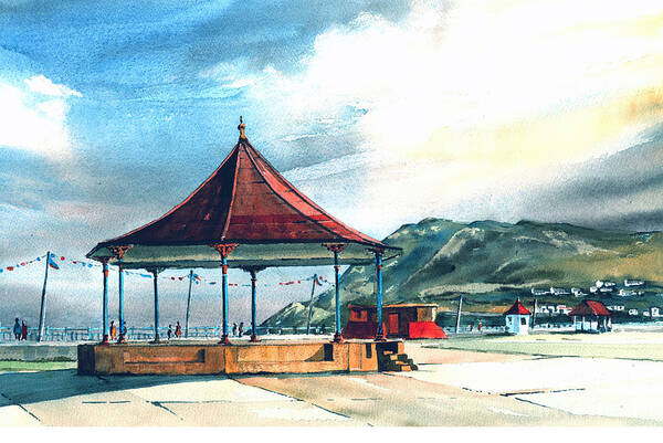 Val Byrne Art Print featuring the mixed media Prom Bandstand Bray Wicklow #2 by Val Byrne