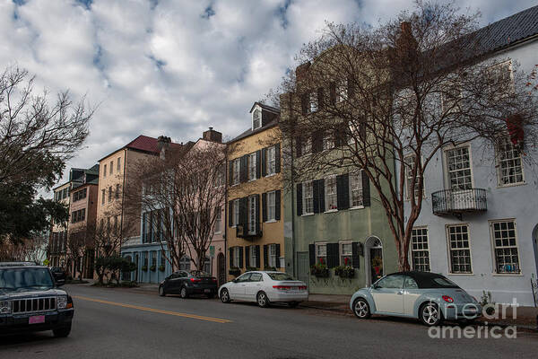 Rainbow Row Art Print featuring the photograph Rainbow Row in December #1 by Dale Powell