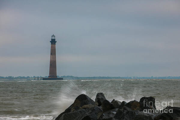 Morris Island Lighthouse Art Print featuring the photograph Rough Seas #2 by Dale Powell