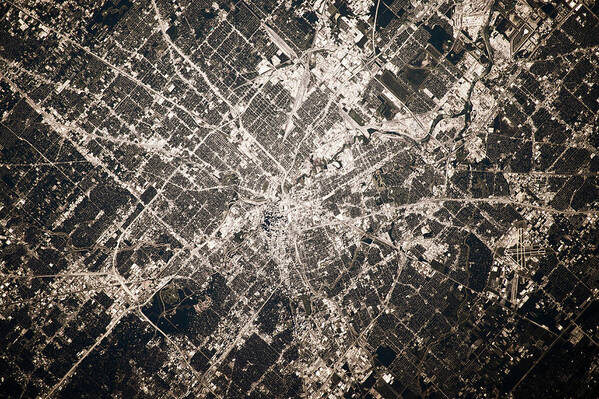 Photography Art Print featuring the photograph Satellite View Of Houston, Texas, Usa #1 by Panoramic Images