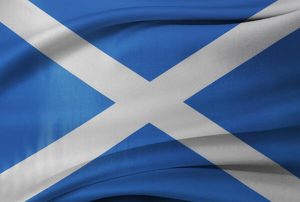 Background Art Print featuring the photograph Scottish flag #1 by Les Cunliffe