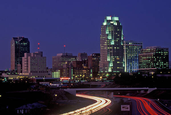 Photography Art Print featuring the photograph Skyline Of Raleigh, Nc At Night #1 by Panoramic Images
