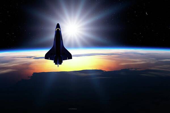 Aerospace Industry Art Print featuring the photograph Space Shuttle In Orbit #1 by Detlev Van Ravenswaay