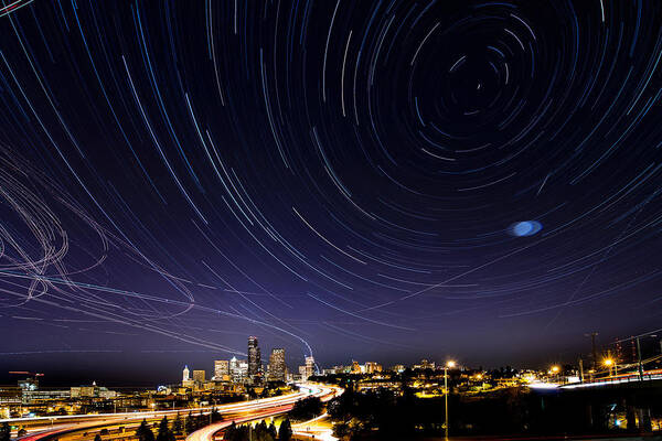 Starry Night Art Print featuring the photograph Starry Night in Seattle #1 by Yoshiki Nakamura