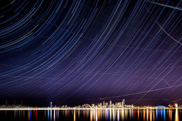 Stars Art Print featuring the photograph Starry Seattle #1 by Yoshiki Nakamura