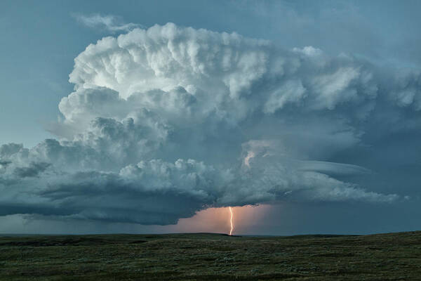 Cloud Art Print featuring the photograph Supercell Thunderstorm And Lightning #1 by Roger Hill/science Photo Library