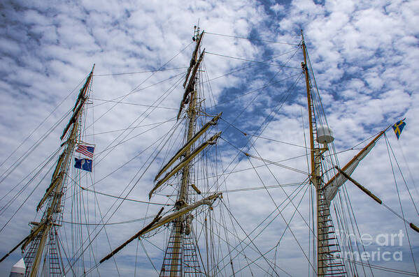 Tall Ships Art Print featuring the photograph Tall Ship Three Mast by Dale Powell