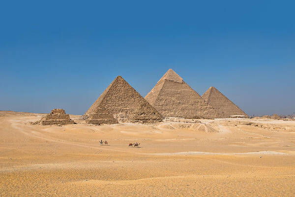 Giza Pyramids Art Print featuring the photograph The Giza Pyramids #1 by Mark Whitt