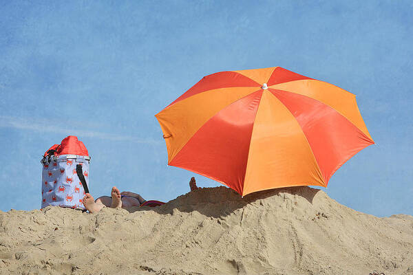 Umbrella On The Beach Art Print featuring the photograph The Good Life #2 by Fraida Gutovich