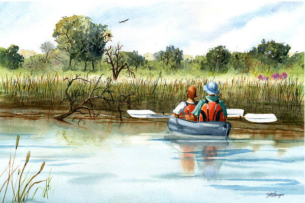 Kayak Art Print featuring the painting The Kayakers by Joseph Burger