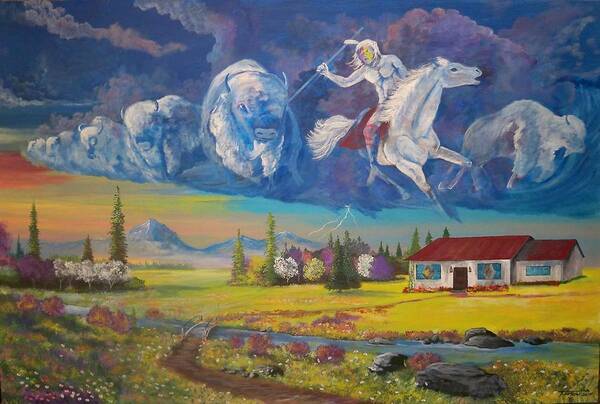  Art Print featuring the painting Thunder from the past by Dave Farrow