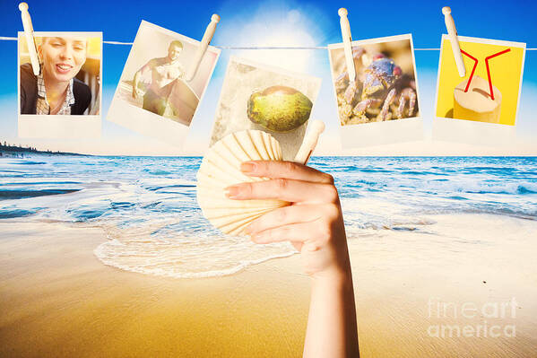 Vacation Art Print featuring the photograph Vacation woman with photos from summer holiday #1 by Jorgo Photography