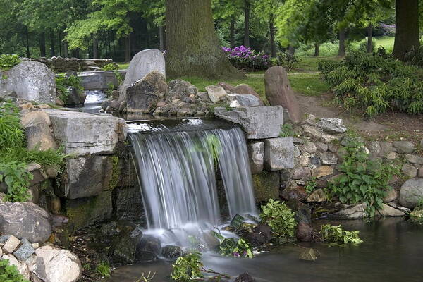 Waterfall Art Print featuring the photograph waterfall in park Klarenbeek in Arnhem Netherlands #1 by Ronald Jansen