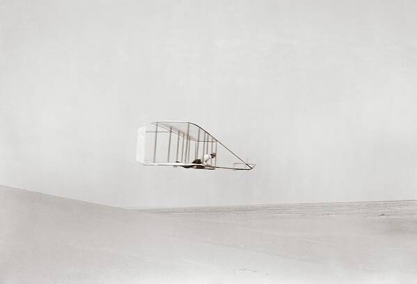 Human Art Print featuring the photograph Wright Brothers Kitty Hawk Glider #1 by Library Of Congress