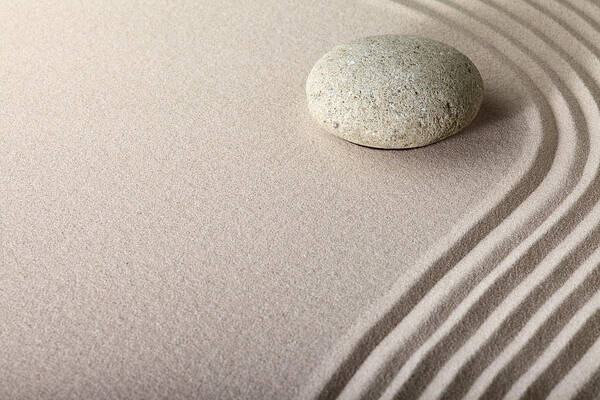 Abstract Art Print featuring the photograph Zen Sand Stone Garden #1 by Dirk Ercken