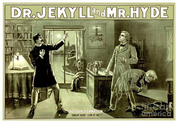 1890 Art Print featuring the digital art 1890 - Dr Jekyll and Mr Hyde Production Poster by John Madison