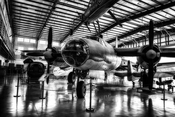 Monochrome Art Print featuring the photograph 1940 Martin B-26 Marauder in HDR by Michael White