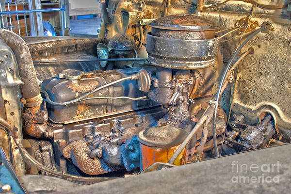Hdr Art Print featuring the photograph 1949 Chevy Truck Engine by D Wallace