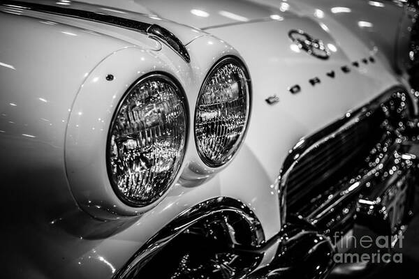 1950's Art Print featuring the photograph 1950's Chevrolet Corvette C1 in Black and White by Paul Velgos