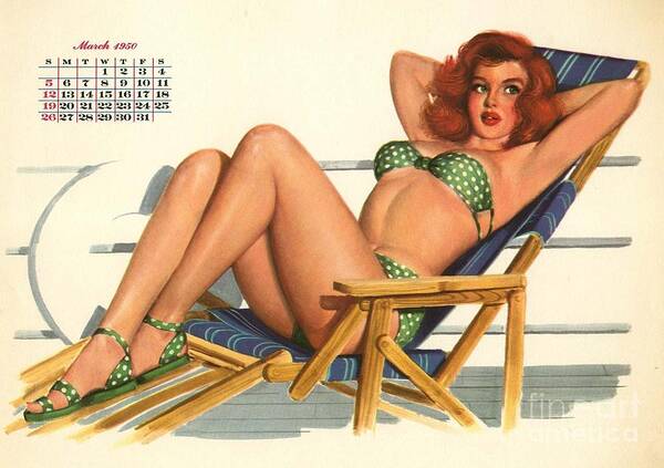 Vintage Art Print featuring the photograph 1950's Esquire Pin Up by Action