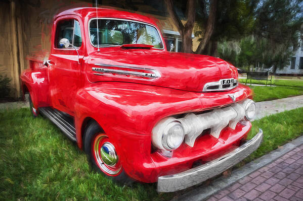 1951 Ford Truck Art Print featuring the photograph 1951 Ford Pick Up Truck F100 Painted 50 per cent by Rich Franco