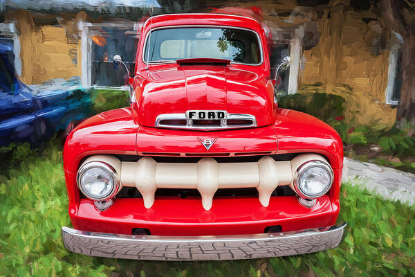 1951 Ford Truck Art Print featuring the photograph 1951 Ford Pick Up Truck F100 Painted by Rich Franco