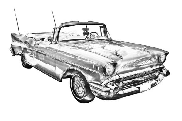 Automobile Art Print featuring the photograph 1957 Chevrolet Bel Air Convertible Illustration by Keith Webber Jr