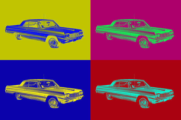 Chevy Art Print featuring the photograph 1964 Chevrolet Impala Muscle Car Pop Art by Keith Webber Jr