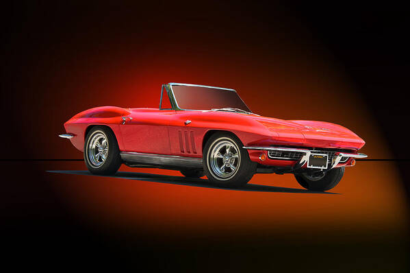 Auto Art Print featuring the photograph 1965 Corvette Roadster in Red by Dave Koontz
