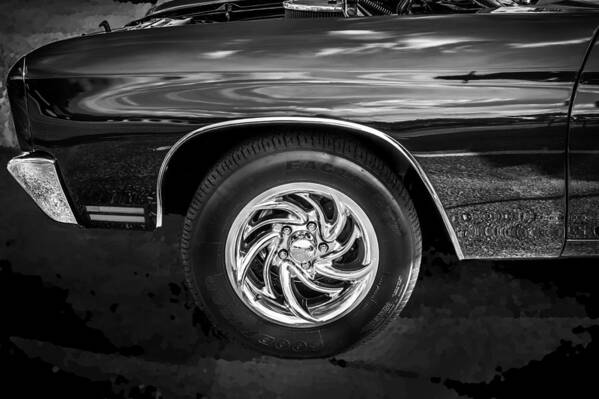 1970 Chevelle Art Print featuring the photograph 1970 Chevy Chevelle 454 SS BW  by Rich Franco