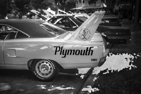 1970 Plymouth Art Print featuring the photograph 1970 Plymouth Road Runner Hemi Super Bird BW by Rich Franco
