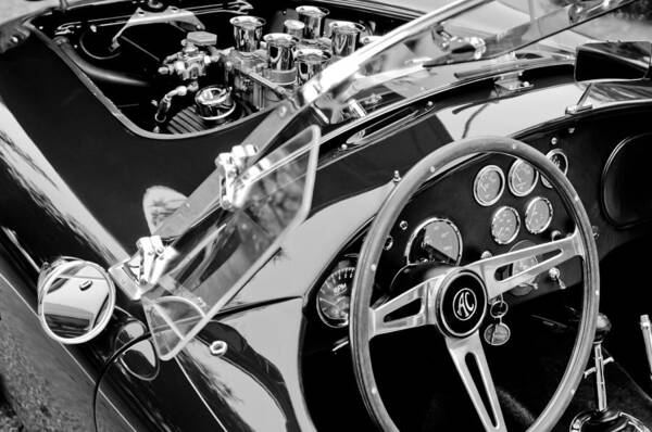 Ac Shelby Cobra Engine - Steering Wheel Art Print featuring the photograph AC Shelby Cobra Engine - Steering Wheel by Jill Reger