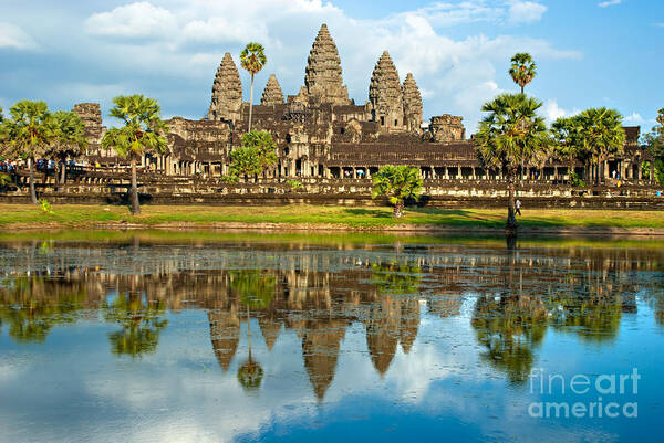 Ancient Art Print featuring the photograph Angkor Wat - Cambodia #2 by Luciano Mortula