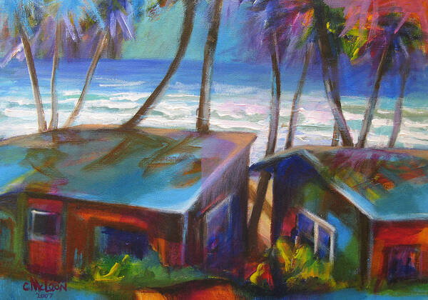Beach Art Print featuring the painting Beach Houses by Cynthia McLean